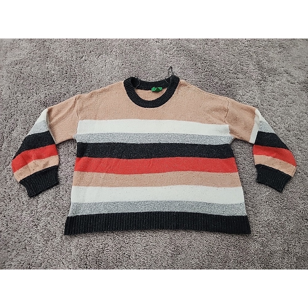 Dip Striped Sweater Womens XL Multicolor Crewneck Wool Blend Boxy Retro Y2k